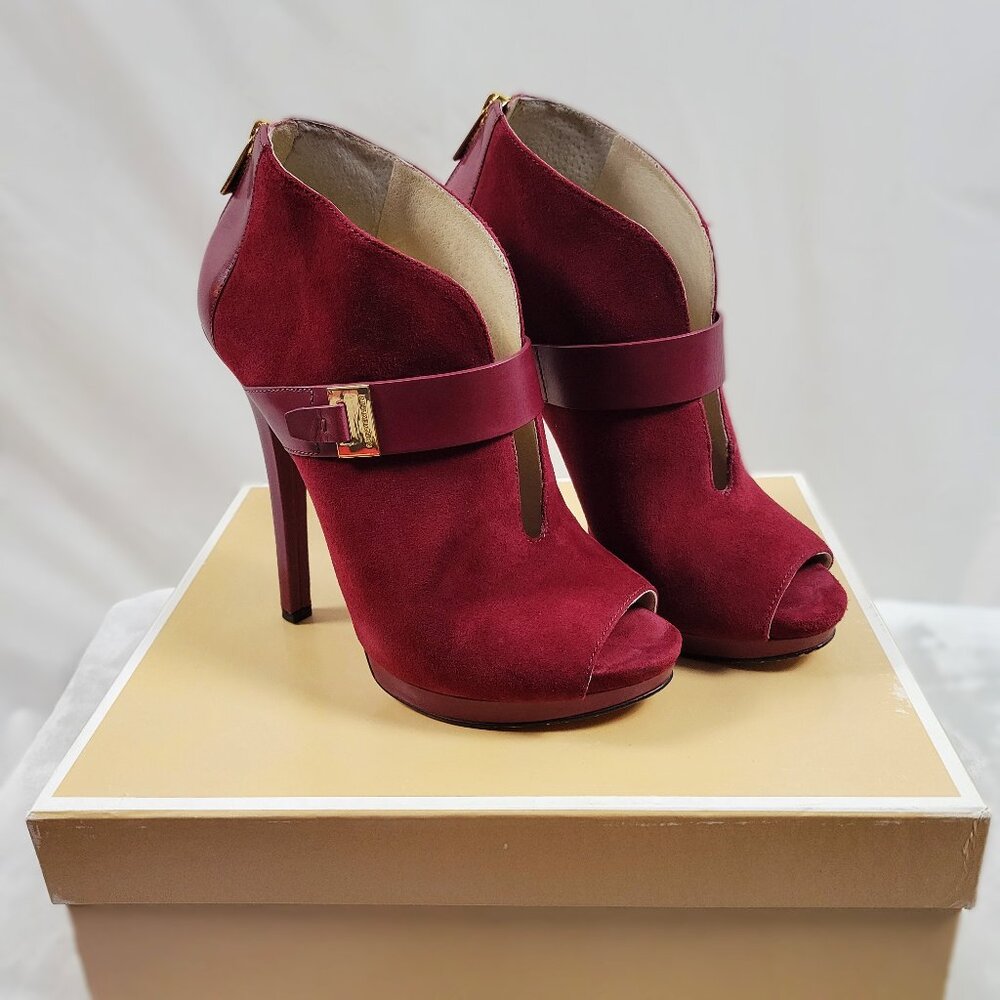 Michael Kors Guiliana Suede Peep Toe Bootie - Size 9
